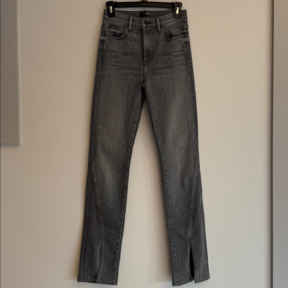 MOTHER The Rascal Sliced up Heel in Digging up Dirt 24 Flare Jeans Grey - Picture 3 of 14
